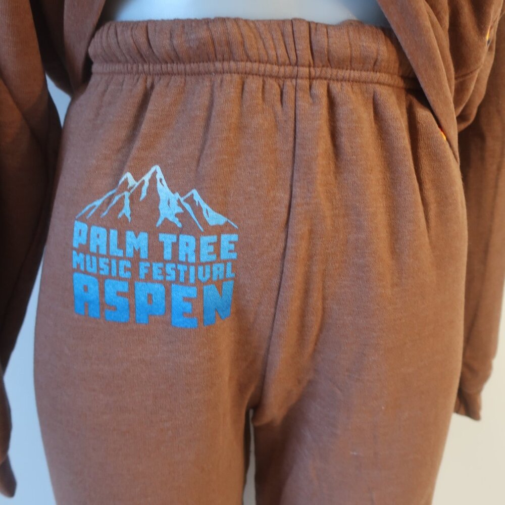 NWT Womens Aviator Nation Brown 2Pc Set Palm Tree Music Fest Hoodie Sweatpants M - Picture 6 of 15